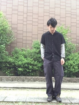 「NITEKLUB（ナイトクラブ）のアイテム」を使った、enomonさん（メンズ・174cm）の春コーディネート