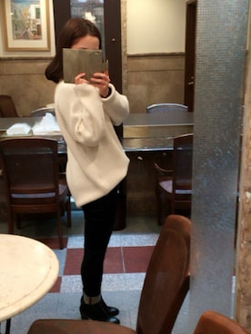 「JEANASIS（ジーナシス）のDENIMシルキースキニーパンツ/715842 （デニムパンツ）」を使った、naaat..mさん（レディース・150cm）の秋コーディネート