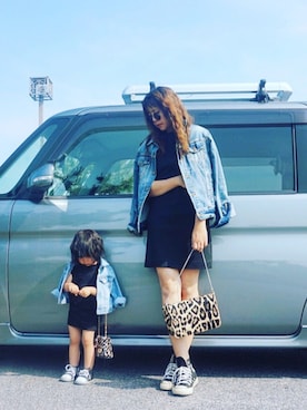 「Ungrid（アングリッド）の 【Casual】ｳﾞｨﾝﾃｰｼﾞGｼﾞｬﾝ （デニムジャケット）」を使った、peikokkoさん（キッズ・80cm）の春コーディネート