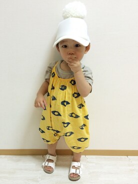 「bobochoses」｜「アイテム（サロペット/オーバーオール）」を使った、shinchamanさん（キッズ・80cm）の夏コーディネート