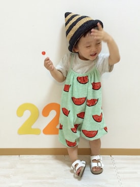 「bobochoses」｜「アイテム（サロペット/オーバーオール）」を使った、shinchamanさん（キッズ・80cm）の夏コーディネート
