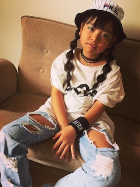「FILA（フィラ）のアイテム（帽子）」を使った、楽歩 ☺︎ (らぶ)さん（キッズ・135cm）の冬コーディネート