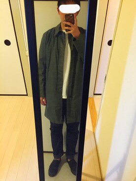 「カーキアウター」｜「アイテム（その他アウター）」を使った、nyonyoさん（メンズ・172cm）の春コーディネート