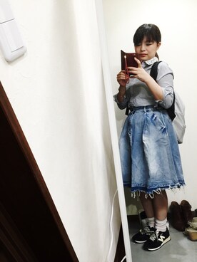 yuaさんの「【mystic】デニムフリンジスカート」を使ったコーディネート