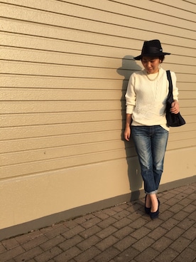 「Q（キュー）のアイテム（帽子）」を使った、ﾏｲｺﾊﾞさん（レディース・155cm）の秋コーディネート