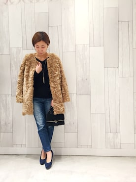 「Q（キュー）のアイテム（アクセサリー）」を使った、ﾏｲｺﾊﾞさん（レディース・155cm）の冬コーディネート