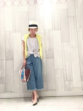 「Q（キュー）のアイテム（パンツ）」を使った、ﾏｲｺﾊﾞさん（レディース・155cm）の春コーディネート