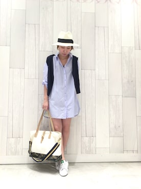 「Q（キュー）のアイテム（帽子）」を使った、ﾏｲｺﾊﾞさん（レディース・155cm）の春コーディネート