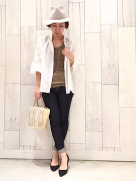 「Q（キュー）のアイテム（パンツ）」を使った、ﾏｲｺﾊﾞさん（レディース・155cm）の夏コーディネート