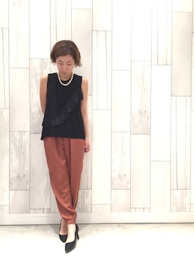 「Q（キュー）のアイテム（パンツ）」を使った、ﾏｲｺﾊﾞさん（レディース・155cm）の夏コーディネート