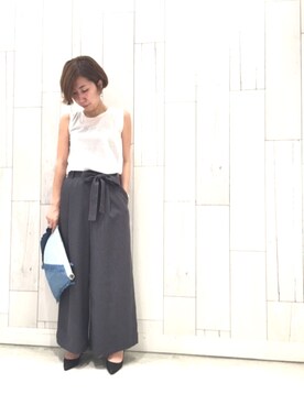 「秋先取りコーデ」｜「アイテム（クラッチバッグ）」を使った、ﾏｲｺﾊﾞさん（レディース・155cm）の夏コーディネート