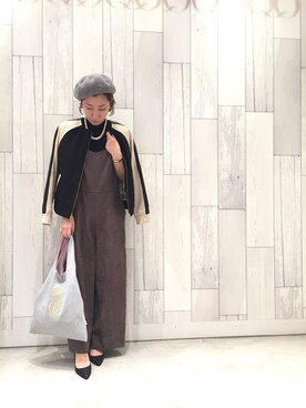 「Q（キュー）のアイテム（オールインワン・サロペット）」を使った、ﾏｲｺﾊﾞさん（レディース・155cm）の秋コーディネート
