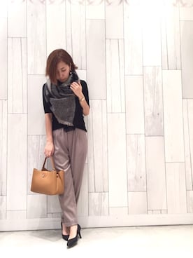 「Q（キュー）のアイテム（バッグ）」を使った、ﾏｲｺﾊﾞさん（レディース・155cm）の秋コーディネート