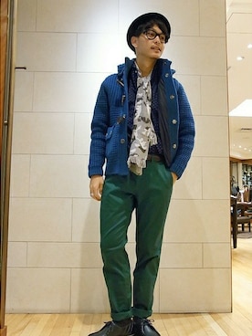 「アイテム（ブーツ、ブルー系）」を使った、伊藤さん（メンズ・178cm）の秋コーディネート