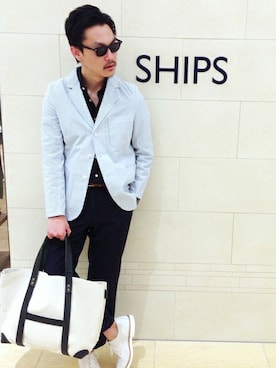 「SHIPS GENERAL SUPPLY（シップスジェネラルサプライ）のアイテム（その他シューズ）」を使った、伊藤さん（メンズ・178cm）の夏コーディネート