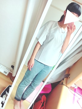 「B.L.U.E（ビーエルユーイー）のアイテム（トップス）」を使った、ゆゆゆさん（レディース・164cm）の夏コーディネート