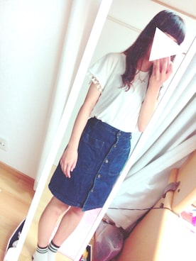 「B.L.U.E（ビーエルユーイー）のアイテム（トップス）」を使った、ゆゆゆさん（レディース・164cm）の夏コーディネート