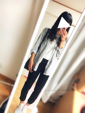 「B.L.U.E（ビーエルユーイー）のアイテム（トップス）」を使った、ゆゆゆさん（レディース・164cm）の秋コーディネート