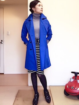 「ブルー×ブラック」｜「アイテム（トレンチコート）」を使った、teateaさん（レディース・160cm）の秋コーディネート