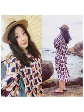 「holiday」｜「アイテム（ビーチサンダル）」を使った、一二依さん（レディース・160cm）の冬コーディネート