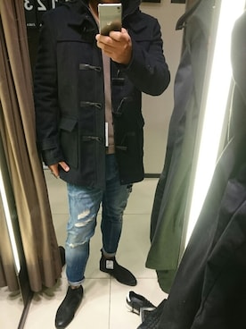 「ZARA（ザラ）のアイテム（ブーツ、ブラウン系）」を使った、🍓ひ🍓ろ🍓し🍓さん（メンズ・183cm）の秋コーディネート