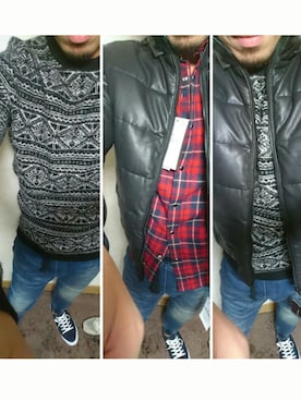 「ZARA（ザラ）のアイテム（ニット/セーター、ブラック系）」を使った、🍓ひ🍓ろ🍓し🍓さん（メンズ・183cm）の秋コーディネート
