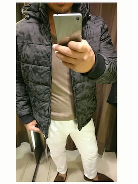 「ZARA（ザラ）のアイテム（ダウンジャケット/コート、ブラック系）」を使った、🍓ひ🍓ろ🍓し🍓さん（メンズ・183cm）の秋コーディネート