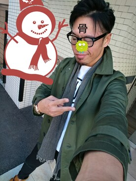 「俺の友達の雪だるまのアイテム（その他、ホワイト系）」を使った、🍓ひ🍓ろ🍓し🍓さん（メンズ・183cm）の冬コーディネート
