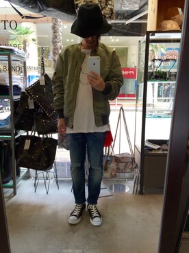 「marka（マーカ）のアイテム（ミリタリージャケット）」を使った、なかじまだいすけさん（メンズ・172cm）の秋コーディネート