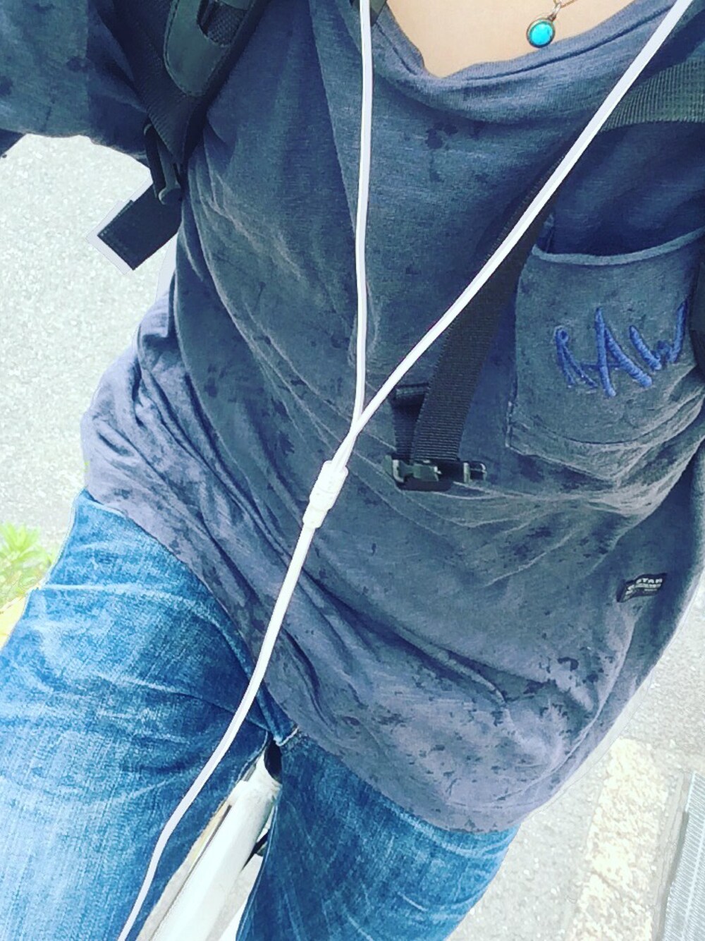 「夏コーデ、シンプル、G-STAR RAW(G-STAR RAW)、Tシャツ、デニム」｜「G-STAR RAWのNUELIK SLUB R T S/S/ BRENNER JERSEY OD（Tシャツ/カットソー、ブルー系）」を使った、ゆーさん（メンズ・170cm）の夏コーディネートの1枚目の写真