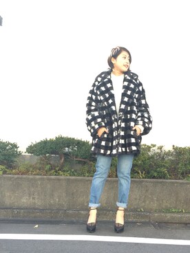 「G.V.G.V.（ジーヴィージーヴィー）のアイテム（その他アウター）」を使った、山﨑美穂さん（レディース・162cm）の冬コーディネート