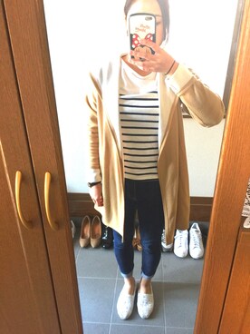 「コーディガン」｜「アイテム（オールインワン・サロペット）」を使った、ちょんさん（レディース・162cm）の秋コーディネート