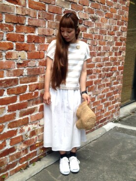 「chambre de charme（シャンブルドゥシャーム）のアイテム（レッグウェア）」を使った、Malle chambre de charmeさん（レディース・152cm）の夏コーディネート