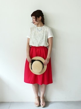 「chambre de charme（シャンブルドゥシャーム）のアイテム（サンダル）」を使った、Malle chambre de charmeさん（レディース・158cm）の夏コーディネート
