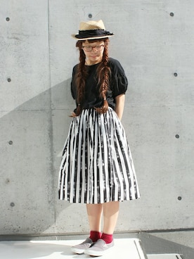 「chambre de charme（シャンブルドゥシャーム）のアイテム（レッグウェア）」を使った、Malle chambre de charmeさん（レディース・152cm）の夏コーディネート