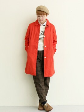 「chambre de charme（シャンブルドゥシャーム）のアイテム（ステンカラーコート）」を使った、Malle chambre de charmeさん（レディース・160cm）の秋コーディネート