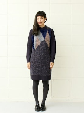 「chambre de charme(chambre de charme)」｜「アイテム（ワンピース/ドレス）」を使った、Malle chambre de charmeさん（レディース・163cm）の冬コーディネート