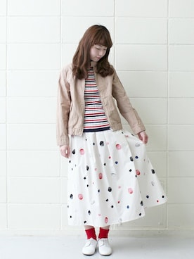 「ショートブルゾン」｜「アイテム（ジャケット/アウター）」を使った、Malle chambre de charmeさん（レディース・157cm）の春コーディネート