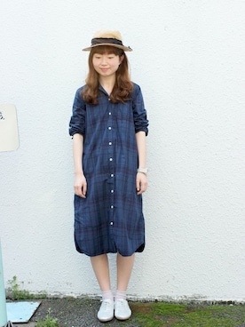 「アイテム（ワンピース、ブルー系）」を使った、Malle chambre de charmeさん（レディース・157cm）の春コーディネート