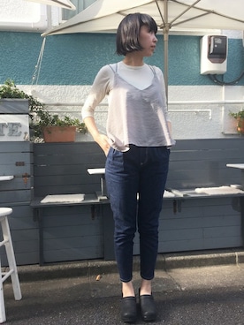「chambre de charme（シャンブルドゥシャーム）のアイテム（キャミソール）」を使った、Malle chambre de charmeさん（レディース・166cm）の春コーディネート