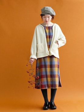 「chambre de charme（シャンブルドゥシャーム）のアイテム（ノーカラージャケット）」を使った、Malle chambre de charmeさん（レディース・157cm）の秋コーディネート