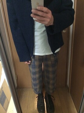 「UNUSED（アンユーズド）のアイテム（ノーカラージャケット）」を使った、takeさん（メンズ・166cm）の冬コーディネート