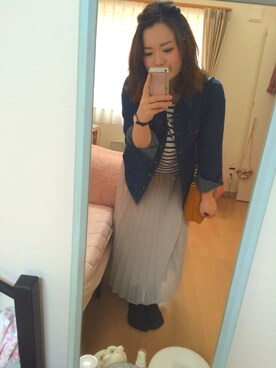 「UNITED ARROWS（ユナイテッドアローズ）のアイテム（デニムジャケット、ブルー系）」を使った、ᴹᴬᶠᵁᵞᵁさん（レディース・153cm）の春コーディネート