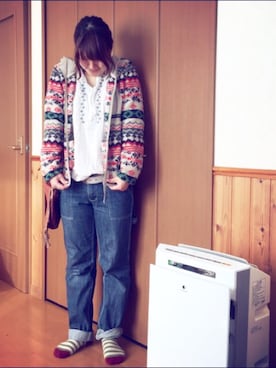 「お買い物」｜「アイテム（その他アウター）」を使った、nacchaさん（レディース・163cm）の冬コーディネート