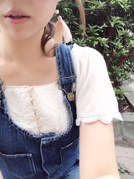 「タッセル」｜「アイテム（サロペット/オーバーオール）」を使った、violettaさん（レディース・159cm）の夏コーディネート