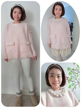 「axes femme（アクシーズファム）のアイテム（カーゴパンツ）」を使った、kakaさん（レディース・159cm）の冬コーディネート
