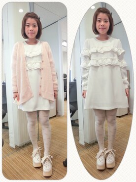 「アイテム（ピーコート、ピンク系）」を使った、kakaさん（レディース・159cm）の春コーディネート