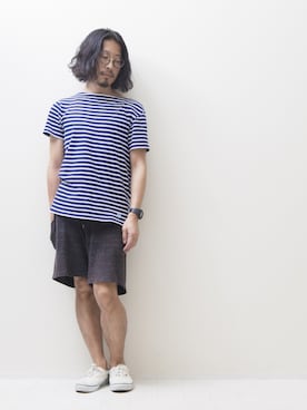「膝上ショーツ」｜「アイテム（腕時計）」を使った、YOSHIWOさん（メンズ・171cm）の夏コーディネート