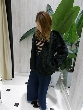 「SpRay（スプレイ）のアイテム（ノーカラージャケット）」を使った、SpRay_kagoshimaさん（レディース・156cm）の冬コーディネート