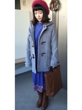 「DISCOAT（ディスコート）のアイテム（ダッフルコート）」を使った、moekaさん（レディース・147cm）の冬コーディネート